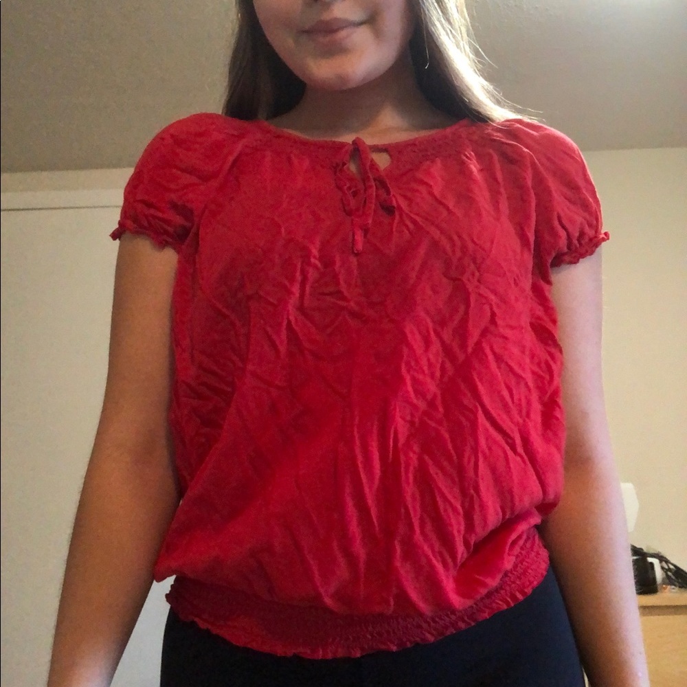Red Flowy Blouse